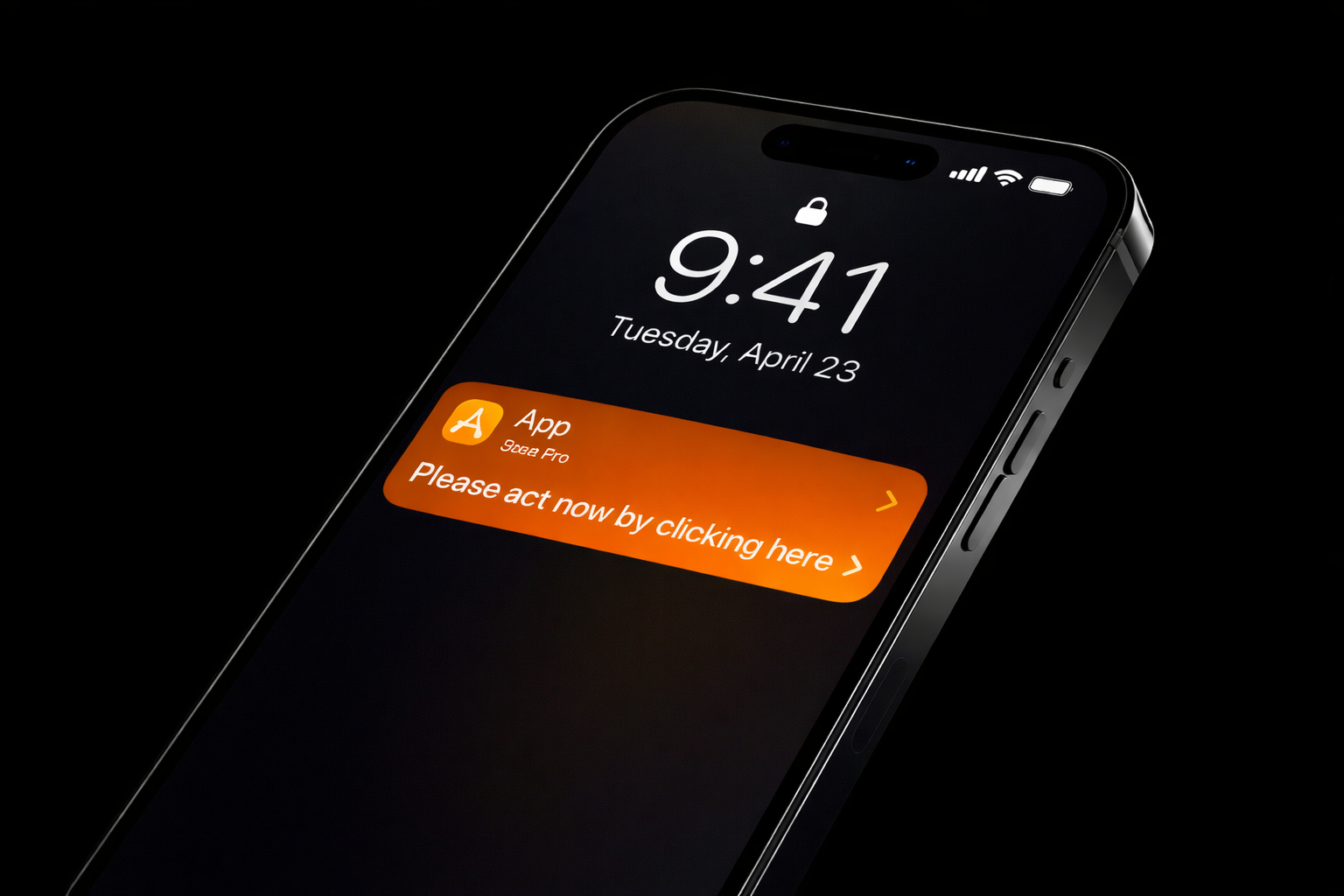 iPhone showing a push notification prompting immediate action