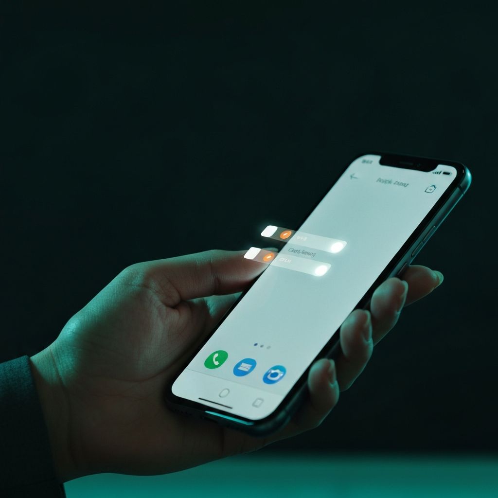 Hand holding smartphone showing clean notification interface